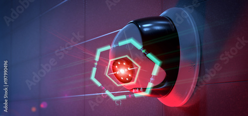 Φωτογραφία Security camera targeting a detected intrusion - 3d renderinga