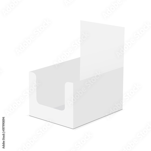 Blank display box mock up isolated on white background - half side view. Vector illustration