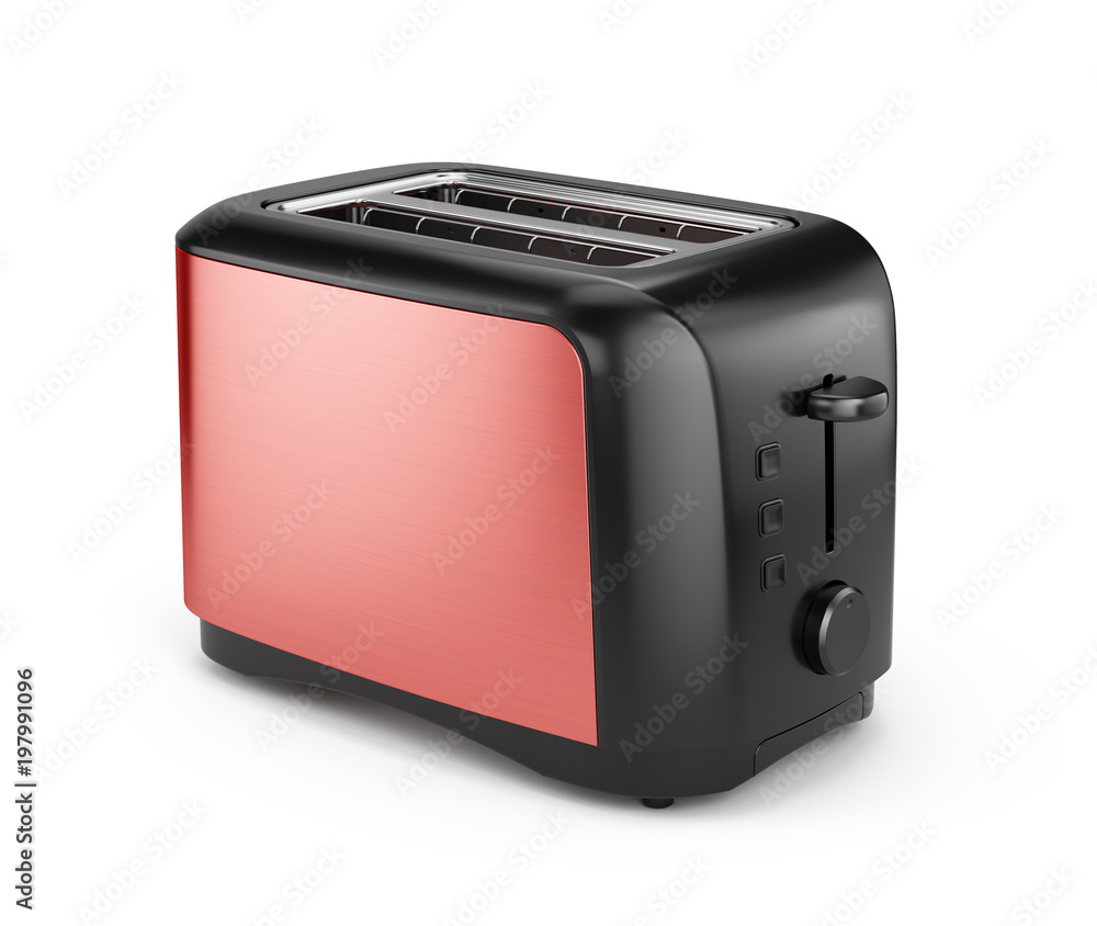 Red toaster isolated on white. 3d rendering Red toaster isolated on white. 3d rendering