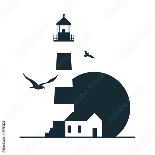 Lighthouse logo template design.