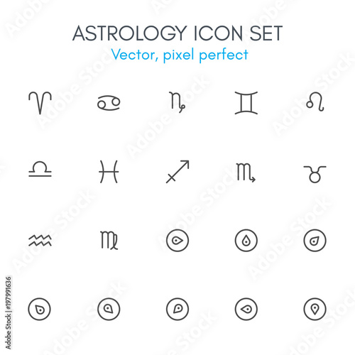 Astrology theme, line icon set.