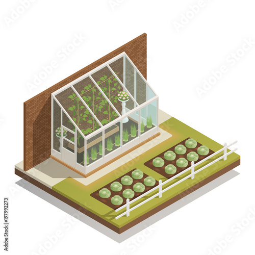 Lean-To Greenhouse Isometric Composition