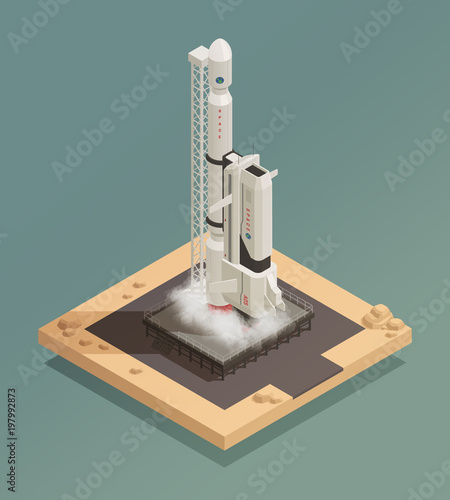 Space Ship Isometric Composition