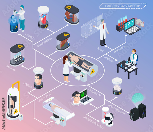 Cryonics Flowchart Isometric Composition