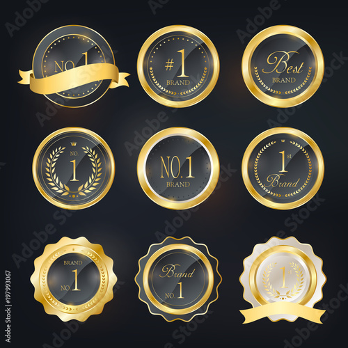 golden business labels set