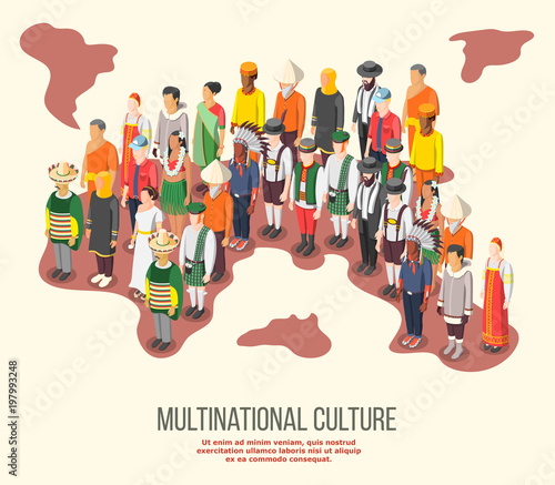 Multinational Culture Isometric Composition