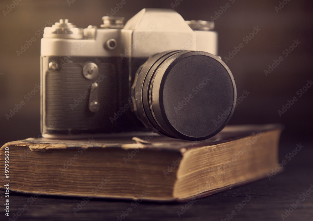 old book camera blur and light effect photo