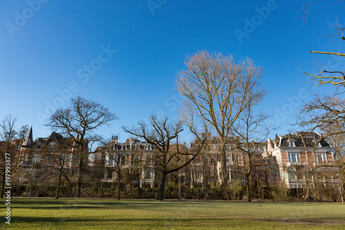 Noble houses surrounding the Amsterdam Vondelpark in the Netherlands. photo