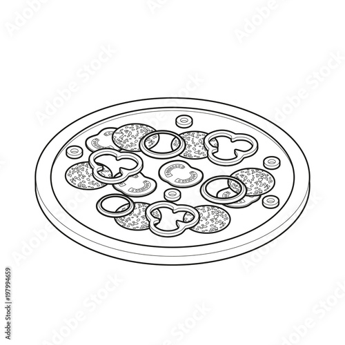 Pizza isometric icon, concept unhealthy food, fast food illustration