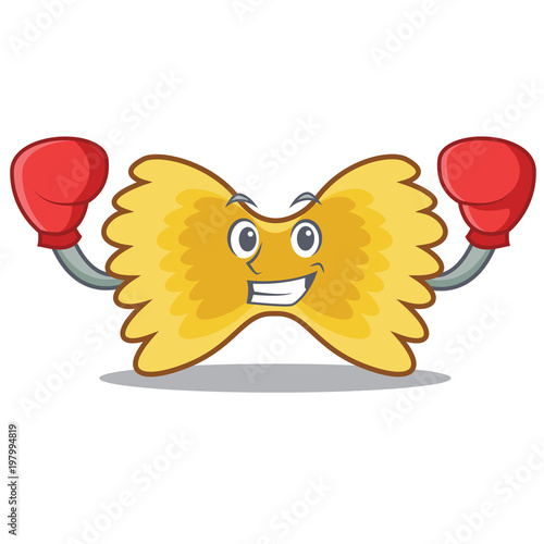 Boxing Farfalle pasta character cartoon