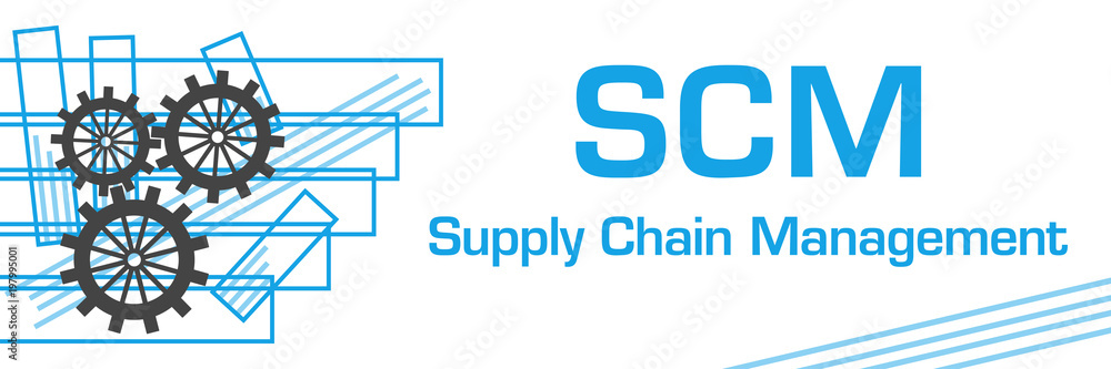 Obraz premium SCM - Supply Chain Management Blue Strokes Symbol Horizontal 