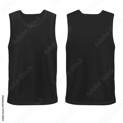 Vector Mock-up Black Man`s sleeveless shirt front+back Hip Hop