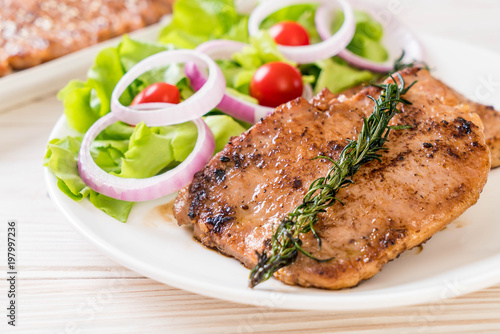 grilled pork steak with vegetable