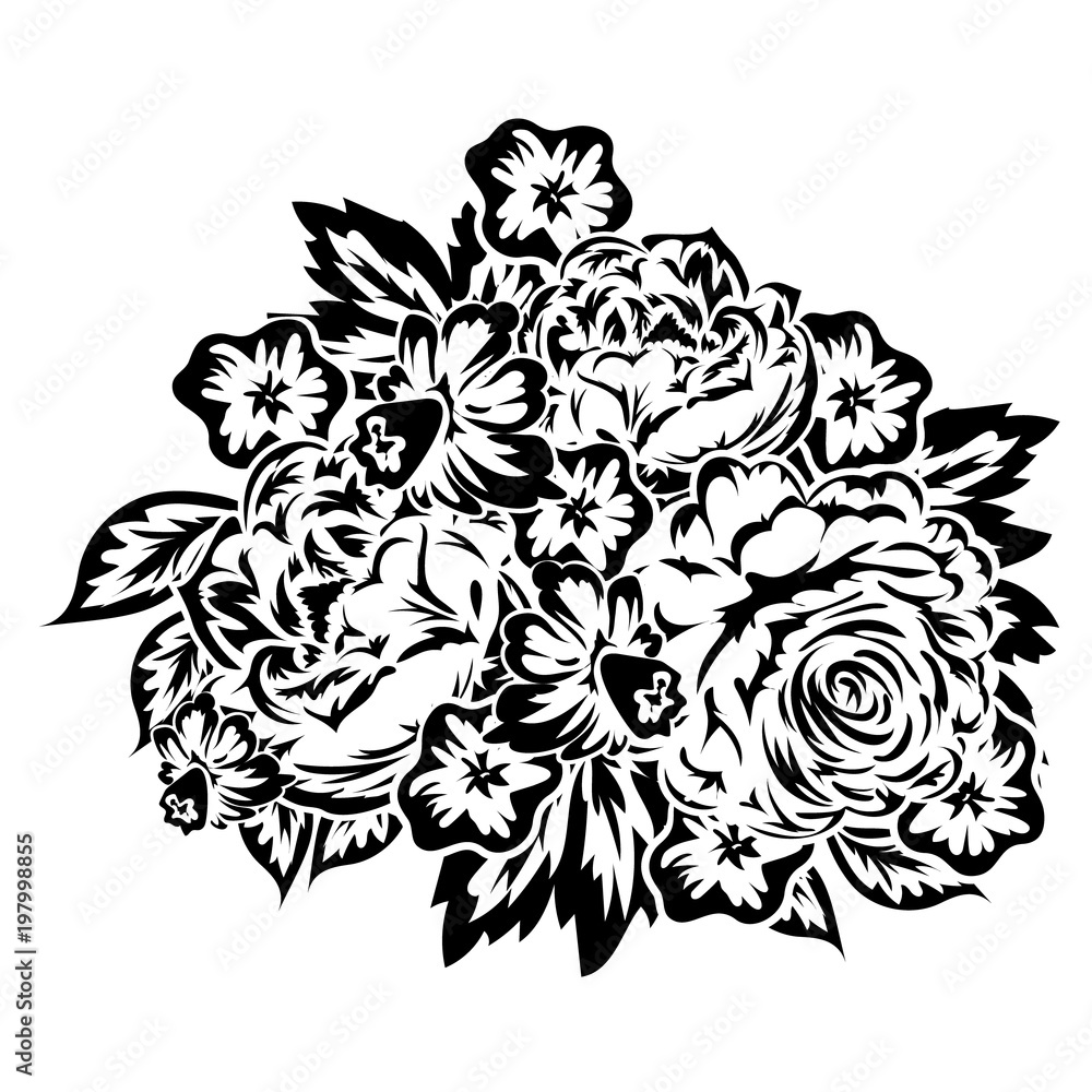 bouquet of flowers monochrome