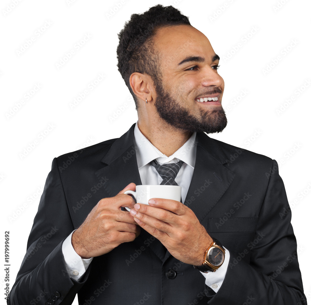 Portrait of a handsome businessman with a cup of coffee. Portrait of a handsome businessman with a cup of coffee.