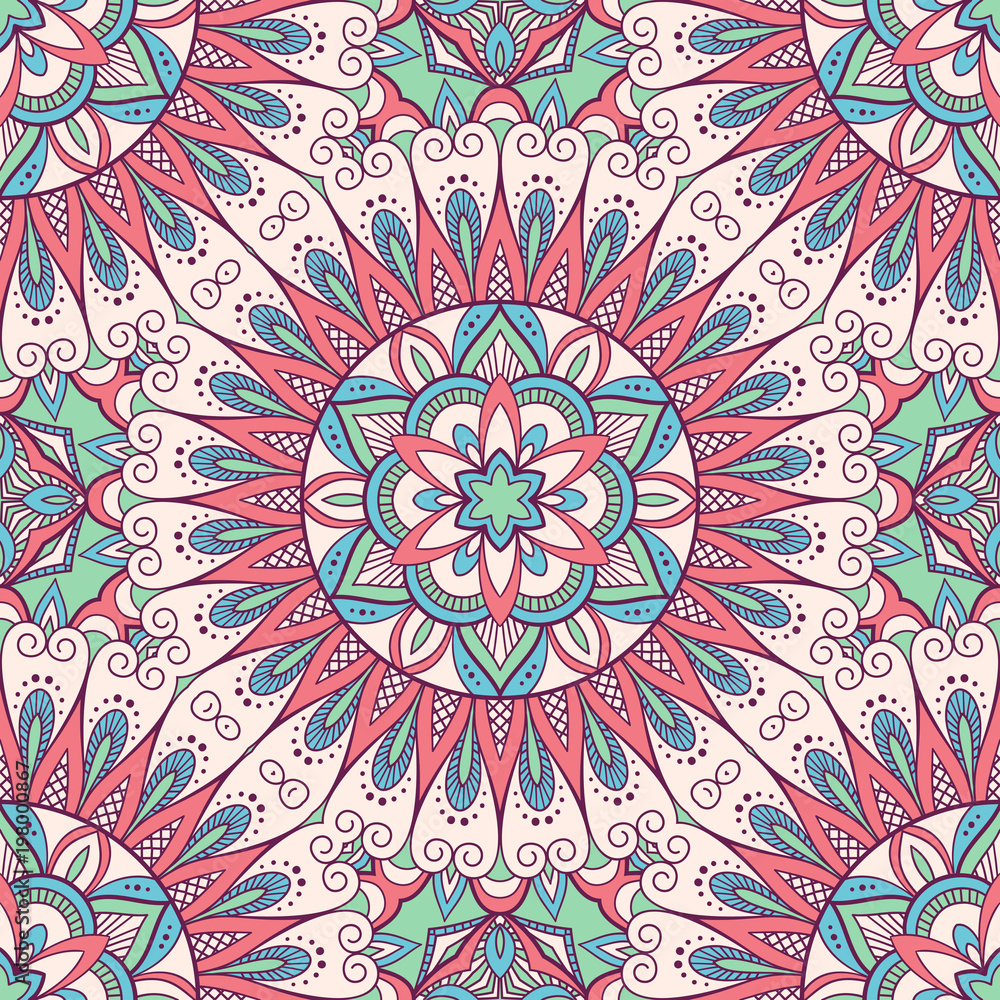 Fototapeta premium Hand drawn ornamental seamless pattern. Vector Illustration