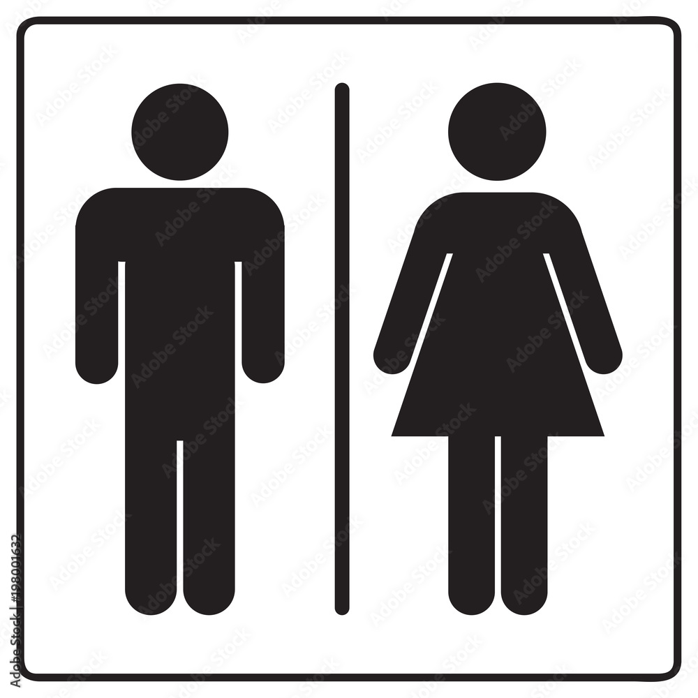 Male and Female Bathroom line Sign Icon Male and Female Bathroom line Sign Icon