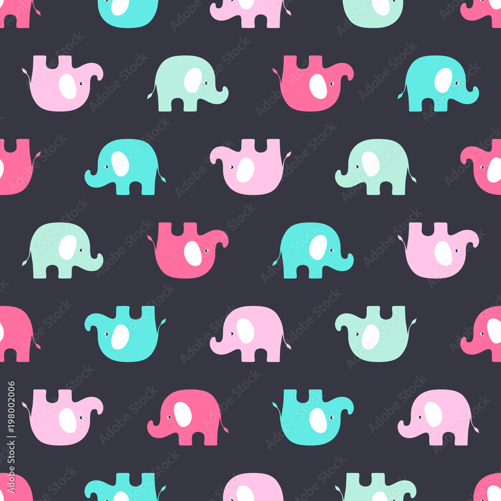 pattern with pink and blue elephants pattern with pink and blue elephants