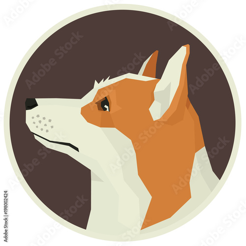 Dog collection Pembroke Welsh Corgi Geometric style Avatar icon round