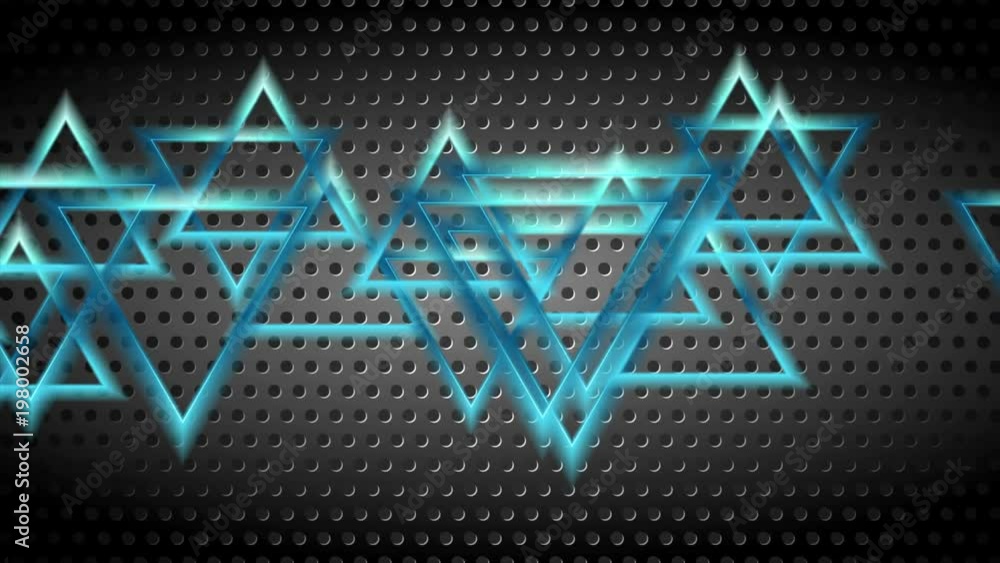 Blue moving shiny triangles on dark perforated background. Seamless loop. Video animation Ultra HD 4K 3840x2160 Blue moving shiny triangles on dark perforated background. Seamless loop. Video animation Ultra HD 4K 3840x2160