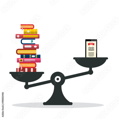 Heavy Books vs E-book Reader on Scales
