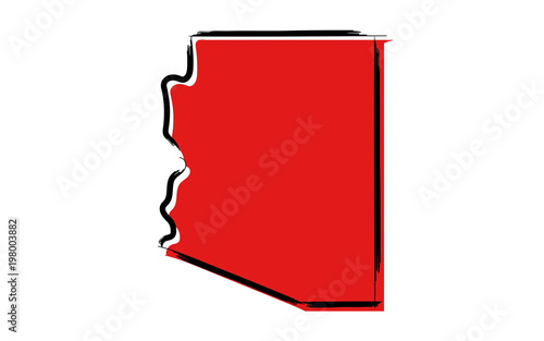 Stylized red sketch map of Arizona