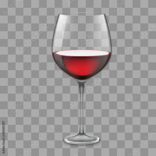 Transparent vector wineglass with red wine.