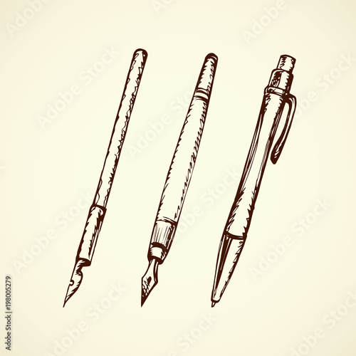 Old pen. Vector drawing