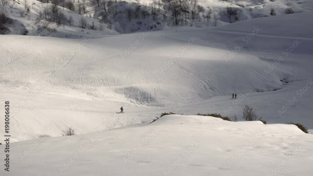 Cross Country Skiing in Snowy Alps in Winter Cross Country Skiing in Snowy Alps in Winter