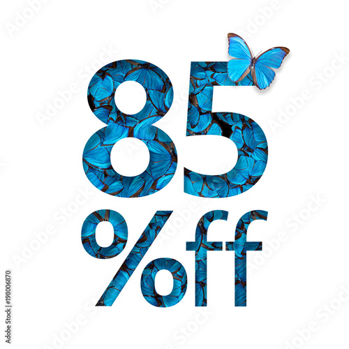 85% off discount. The concept of spring or sammer sale, stylish poster, banner, promotion, ads.