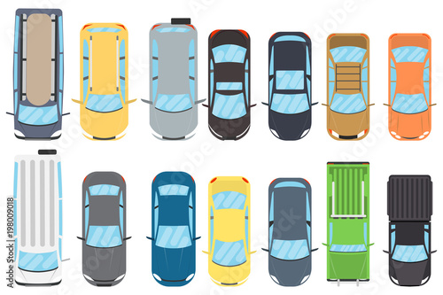 Set of old and modern cars isolated on white background. Vector illustration