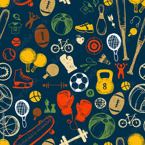 Sport sketch pattern. Hand drawn