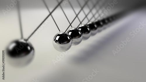 cause and effect concept, infinity steel Newton's cradle on a white background (3d illustration with dof) photo