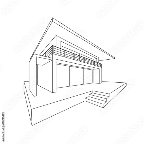 Perspective modern two storey home vector