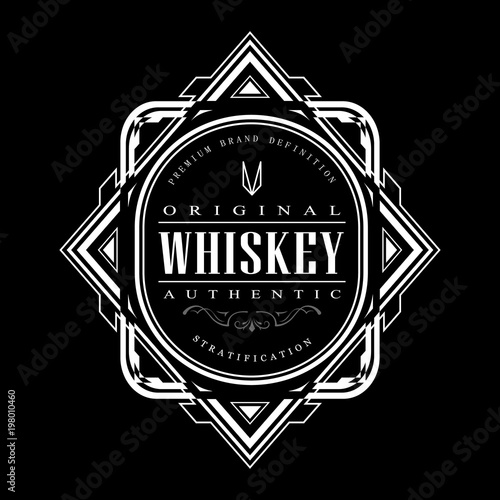 vintage whiskey badge art deco label retro design vector illustration