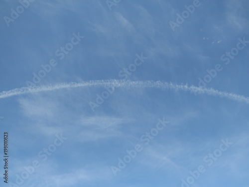 Blue sky. Trace of the plane. Village. Bryansk district. (The Vast Russia! Sergey, Bryansk.) © Sergey Politov