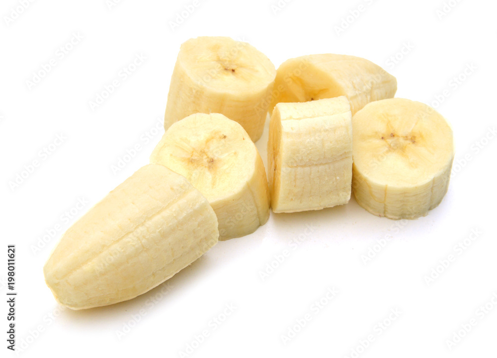 Sliced banana isolated on white Sliced banana isolated on white