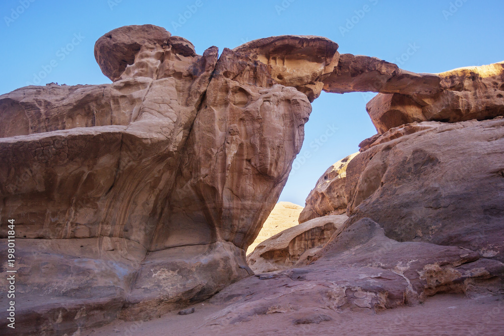 stone bridge in Wadi Ram desert. Jordan