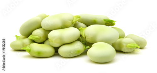 a pile of broad beans isolated on a white background photo