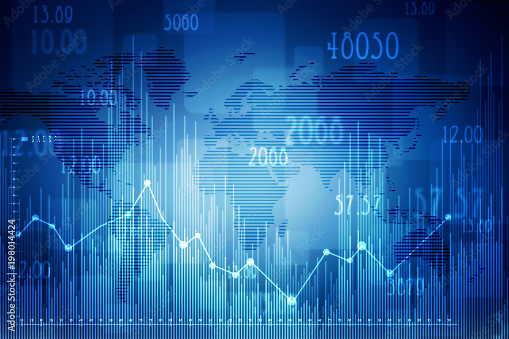 2d rendering Stock market online business concept. business Graph 2d rendering Stock market online business concept. business Graph