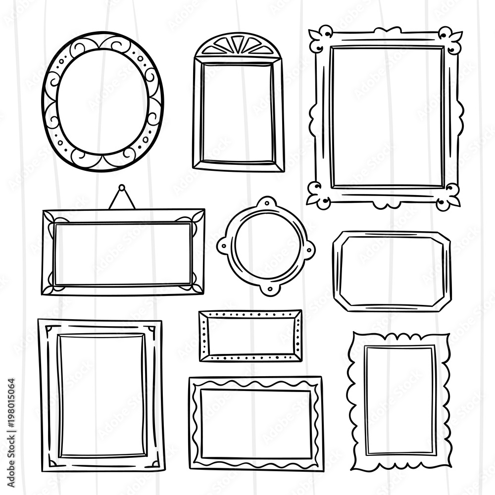 Cute hand drawn frames vector set. Graphic design outline frame elements  Stock Vector | Adobe Stock