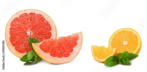 grapefruit and orange isolated on white background