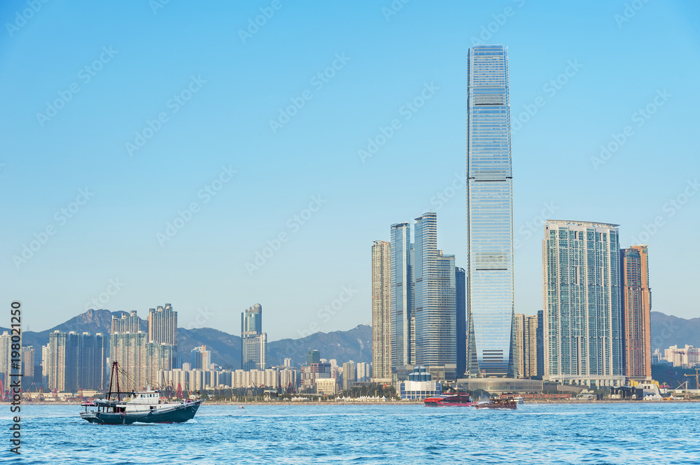 Obraz premium Skyline and harbor of Hong Kong city
