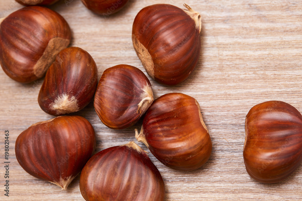 edible chestnut on the table edible chestnut on the table
