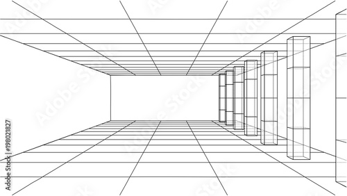 3D outline interior. Vector