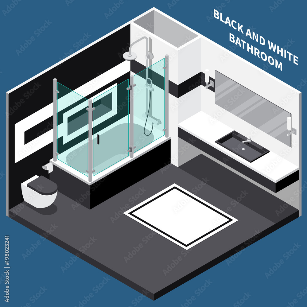 Bath Room Isometric Composition Bath Room Isometric Composition