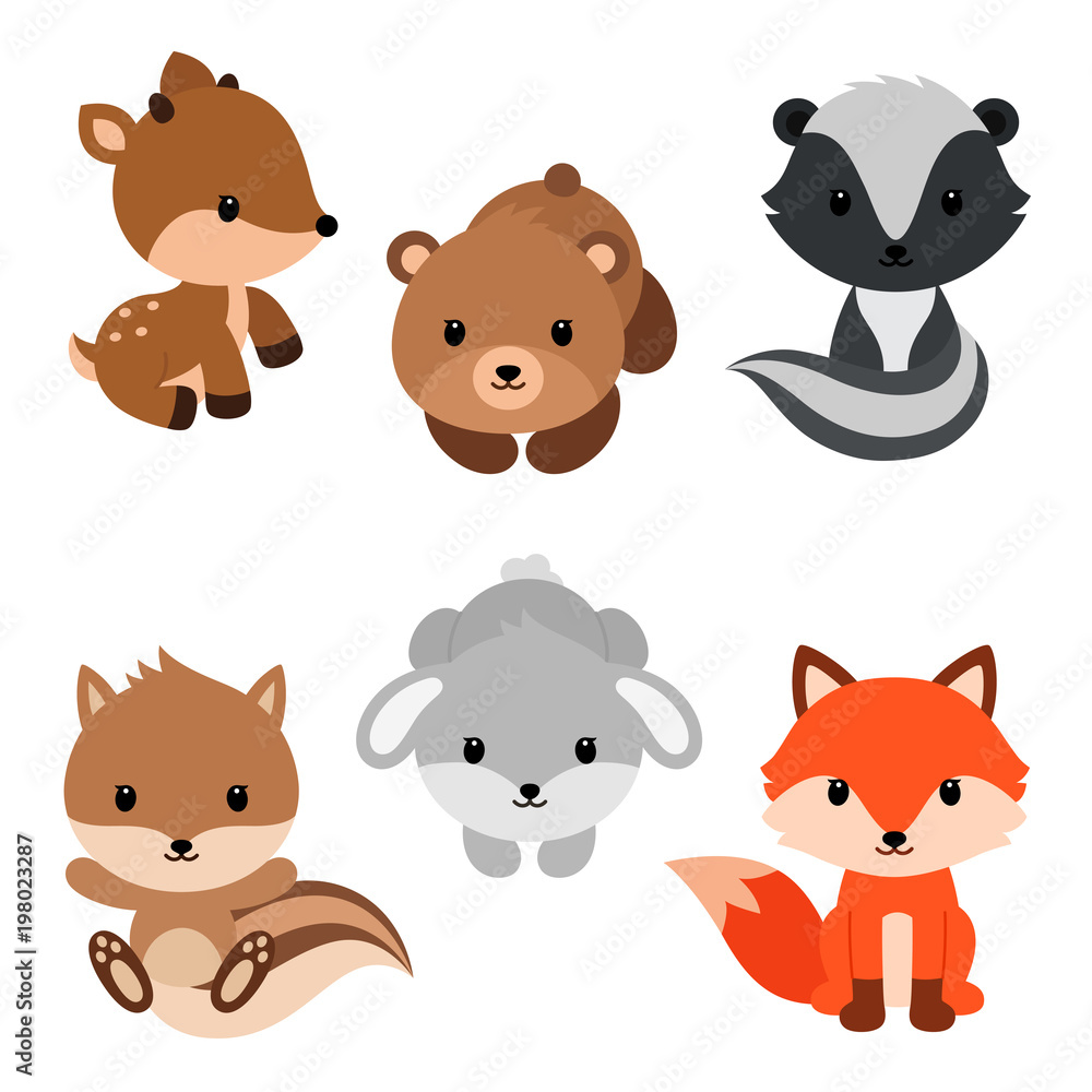 Obraz premium Woodland animals set.