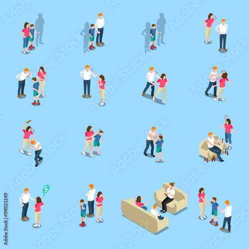 Family Problems Isometric Icons