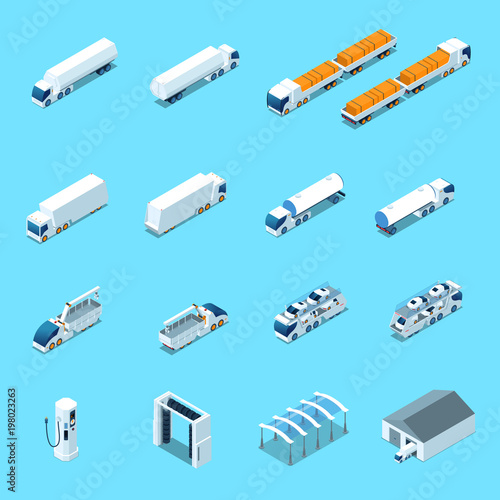 Futuristic Electric Vehicles Isometric Icons