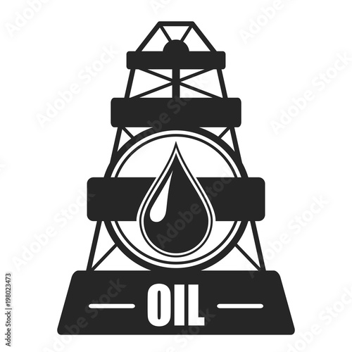Oil Drilling Company Simbol. Vector drilling rig icon isolated on white background.